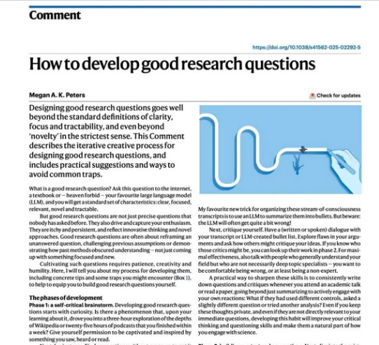 How to develop good research questions